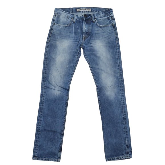 Express Mens Size 29x32 Slim Fit Skinny Leg Jeans Distressed Dark Wash Rocco - Picture 1 of 8